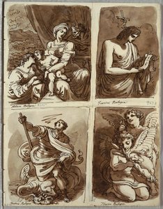 The Holy Family with Saint Catherine; St. John the Baptist, after Guercino; St. George and the Dragon, After Alessandro Tiarini; Two Putti
