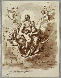 The Madonna and Child in Glory, Study after Dosso Dossi by Felice Giani
