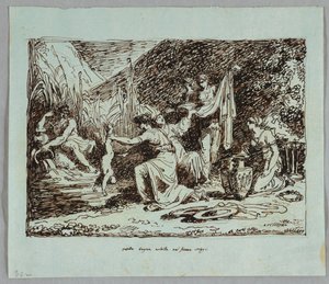 Thetis Plunges Achilles in River Styx by Felice Giani