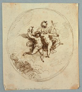 Two Flying Putti with Attributes of Dionysus by Felice Giani