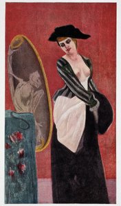 The Demon of Covettery: a monstrous reflection of a woman looking at herself in a mirror, 