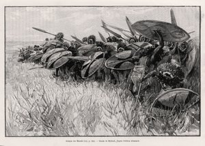 The Massais attack by Felicien baron de Myrbach Rheinfeld