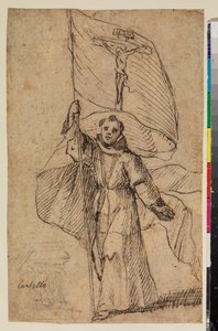 Franciscan Monk Holding a Banner with the Crucifix