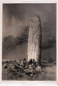 Peasants around the menhir of Kergadiou (Finistere) - in “La Bretagne contemporaine”, ill. by Felix Benoist, ed. Charpentier, Paris by Felix Benoist