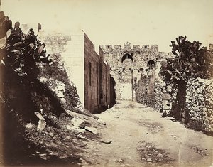 View of a Section of the City Walls and the House of Saint Anne, in Jerusalem