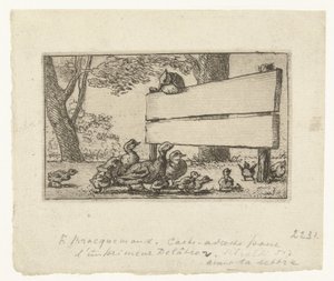 Address Card with Ducks by a Wooden Fence for the Printer Delâtre by Felix Bracquemond