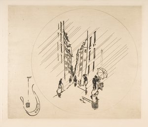 Decoration for a Plate: Rain by Felix Bracquemond