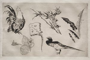 Dinner Service (Rousseau service): Roosters, Skate, Plants, etc. (no. 9) by Felix Bracquemond