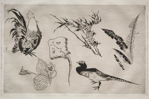 Dinner Service Rousseau service: Roosters, skate, plants, etc. no. 9, 1866 by Felix Bracquemond