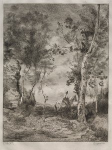Landscape, or The White Horse (after Corot) by Felix Bracquemond