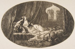 Odalisque Reclining in a Harem, from Titres de Romance, 1857 by Felix Bracquemond