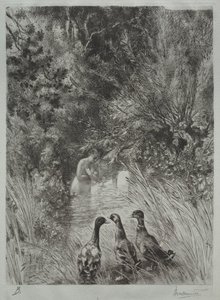 The Surprised Ducks by Felix Bracquemond
