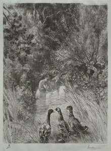 The Surprised Ducks by Felix Bracquemond