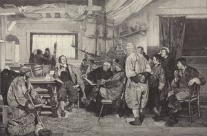 Peter the Great being taught the art of shipbuilding in Holland in 1697 (engraving) by Felix Cogen