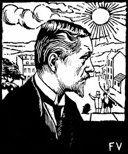 Self Portrait (Wood Engraving) by Felix Edouard Vallotton