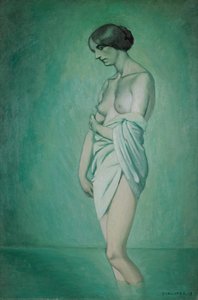 Bather in Profile, Effect of Green and Pink by Felix Edouard Vallotton
