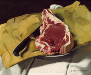 A Ribeye Steak on Yellow Paper by Felix Edouard Vallotton