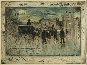 Funeral Procession on the Boulevard de Clichy by Felix Hilaire Buhot