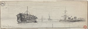 Shipping in the Port of London by Felix Hilaire Buhot