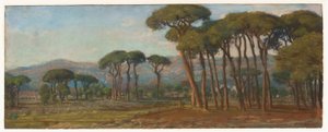 Extensive Landscape with a Village and Hillside in the Distance by Felix Hippolyte Lanoue