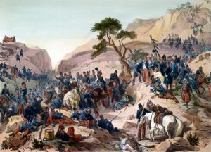 Episode of the conquest of Algeria in 1840 - Battle of the Mouzaia Pass (1840) - The Duke of Orleans exercises command in the French army - The French army wins the Teniah of Mouzaia battle for the mountain pass of Mouzaia on 1 by Felix Philippoteaux