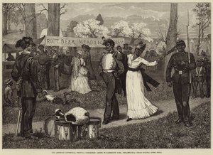 The American Centennial Festival Exhibition, Scene in Fairmount Park, Philadelphia, Negro Militia after Drill