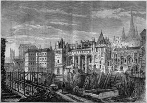 Architecture: view of the western facade of the former palace of the kings of France on the Ile de la Cite, in Paris