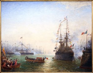 Toulon, visit of President Emile Loubet to the French and Italian wings in April 1901. Painting by Felix Ziem by Félix Ziem