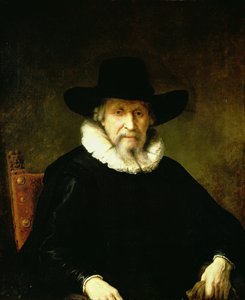 Portrait of a Gentleman Wearing a Ruff and Dark Clothes with a Wide-Brimmed Hat by Ferdinand Bol