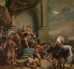 Titus Manlius Imperiosus Torquatus Orders the Beheading of His Son by Ferdinand Bol