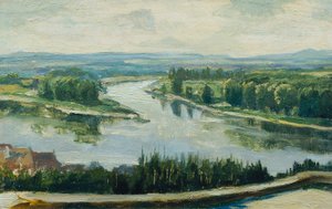 Confluence of the Vltava and Elbe by Ferdinand Engelmuller