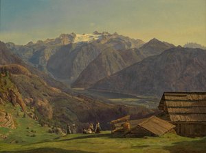 View of the Dachstein with Hallstättersee from the Hütteneckalpe near Ischl by Ferdinand Georg Waldmüller