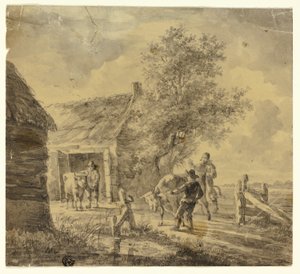 Farm with Men and Cows