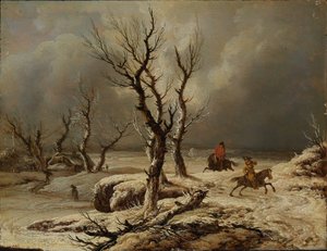 Winter Landscape with Two Riders by Ferdinand Kobell