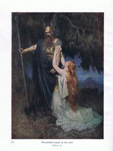 Brunhilde Knelt at His Feet, Illustration from The Stories of Wagner