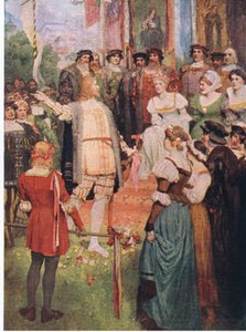 Walter began his song, illustration from The Stories of Wagner