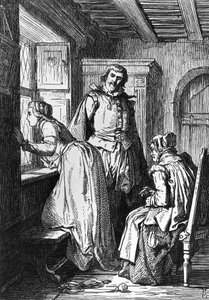 Klaerchen waiting for Egmont, illustration for Egmont, tragedy by Johann Wolfgang von Goethe