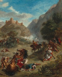 Arabs Skirmishing in the Mountains by Ferdinand Victor Eugene Delacroix
