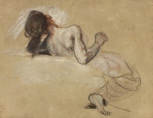 Crouching woman by Ferdinand Victor Eugene Delacroix