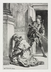 Hamlet Attempts to Kill the King, 1843 by Ferdinand Victor Eugene Delacroix