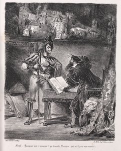 Illustrations for Faust: Méphistophélès visits Faust by Ferdinand Victor Eugene Delacroix
