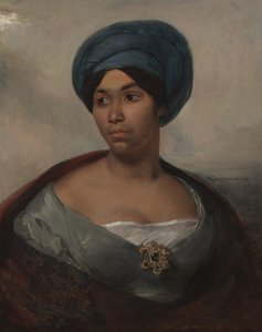 Portrait of a Woman in a Blue Turban by Ferdinand Victor Eugene Delacroix
