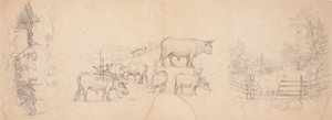 Various Sketches of Cows and Bulls by Ferdinand von Wright