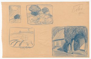 Four Sketches: a) Cloud, b) Hills, c) Indian Summer, d) Porch at Night