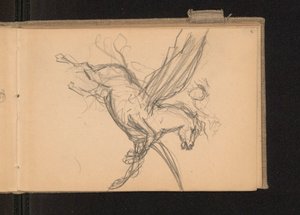 Pegasus with Rider in Flight; verso: including card 18 notes with paint prices
