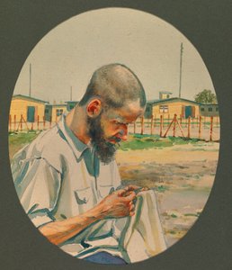 Professor Schlosser Hanging Up His Laundry at Gustrow by Fernand Barbier