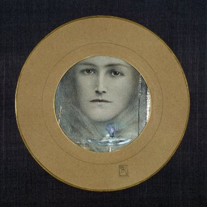 Brown Eyes and a Blue Flower, c.1905 by Fernand Khnopff