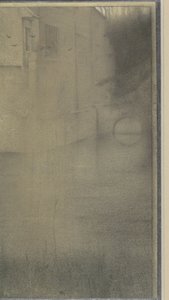 Silhouette of a Woman in Front of a House Surrounded by Water by Fernand Khnopff