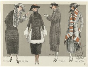 Gazette du Bon Ton, 1920 - No. 7, Croquis Pl XXXIV: Worth / Beer / Worth