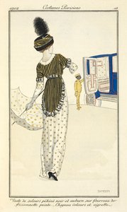 Velvet Jacket and Auburn Dress with Painted Frissonnette. Velvet Hat and Aigrette. by Fernand Siméon